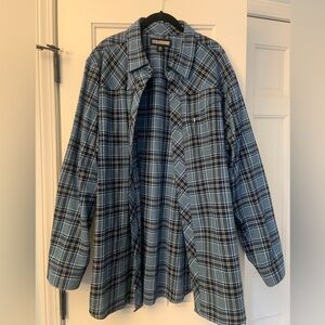 Blackhawk! Men’s Blue Plaid Flannel Shirt